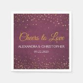 Serviette En Papier Salutations pour aimer Gold Hearts Confetti Mariag (Devant)