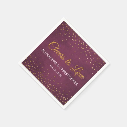 Serviette En Papier Salutations pour aimer Gold Hearts Confetti Mariag (Coin)