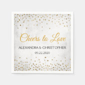 Serviette En Papier Salutations pour aimer Gold Hearts Confetti Mariag (Devant)