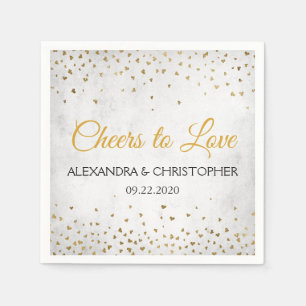 Serviette En Papier Salutations pour aimer Gold Hearts Confetti Mariag