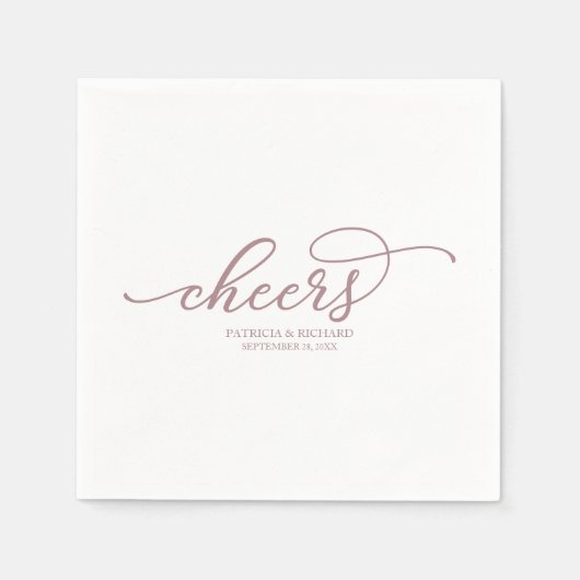 Serviette En Papier Salutations - Rose chic Gold Script Mariage servie (Devant)