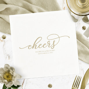Serviette En Papier Salutations - Rose chic Gold Script Mariage servie