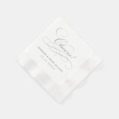 Serviette En Papier Salutations Silver Grey Calligraphie Personnalisée (Coin)