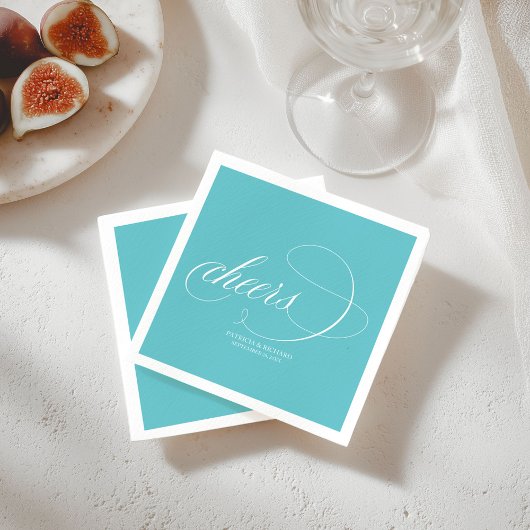 Serviette En Papier Salutations - Simple Élégant Mariage Bleu Puriste