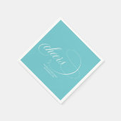 Serviette En Papier Salutations - Simple Élégant Mariage Bleu Puriste (Coin)