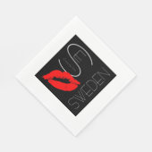 Serviette En Papier Salutations Suède Suédoise Red Lipstick Kiss (Coin)