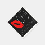 Serviette En Papier Salutations Suède Suédoise Red Lipstick Kiss (Coin)