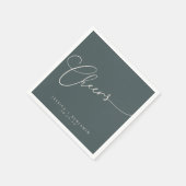 Serviette En Papier Salutations Turquoise Script minimal Mariage perso (Coin)
