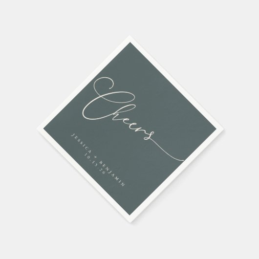 Serviette En Papier Salutations Turquoise Script minimal Mariage perso (Coin)