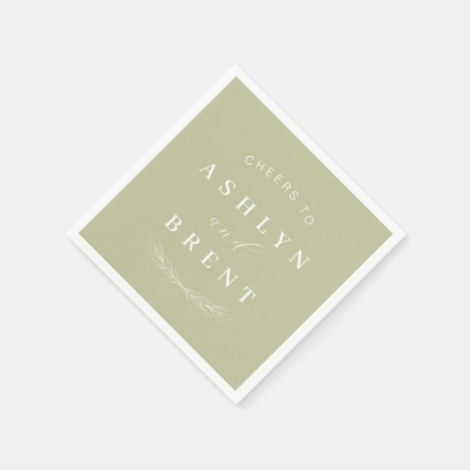 Serviette En Papier Salutations Vertes Mariage Cocktail Serviettes (Coin)