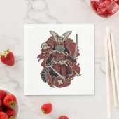 Serviette En Papier Samouraï Chat Armuré (En situation)
