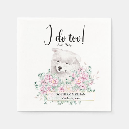 Serviette En Papier Samoyé Chien Mariage Cocktail  Napkins (Devant)