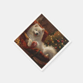 Serviette En Papier Samoyed Chien Festive de Noël (Coin)
