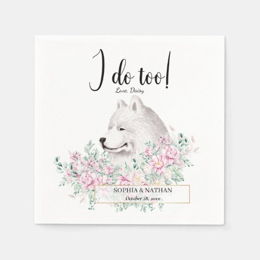 Serviette En Papier Samoyed Chien Mariage Cocktail Napkins (Devant)