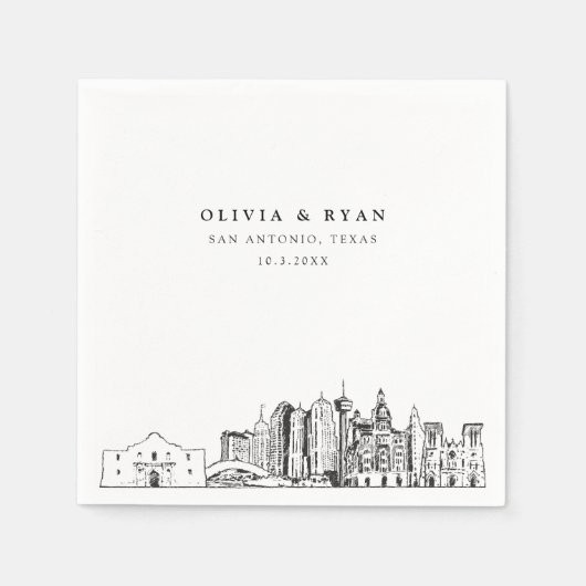 Serviette En Papier San Antonio Texas Mariage Paper Cocktail Napkin (Devant)