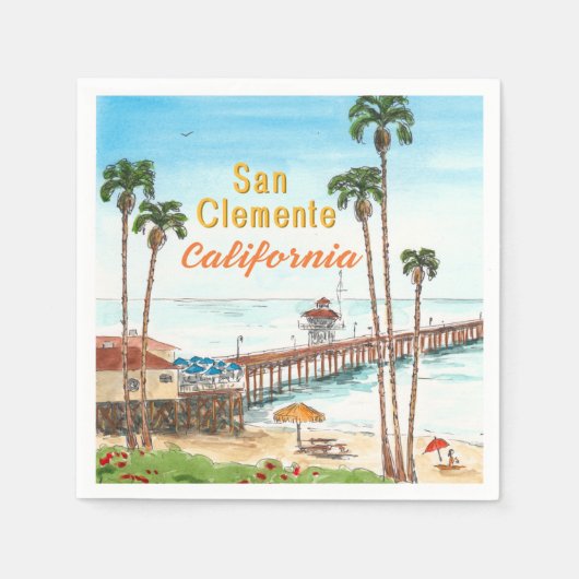 Serviette En Papier San Clemente Pier California  (Devant)