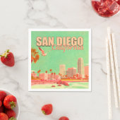 Serviette En Papier San Diego California Downtown Souvenirs 1950 (En situation)