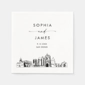 Serviette En Papier San Diego Skyline Modern Mariage Cocktail (Devant)