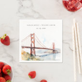 Serviette En Papier San Francisco Golden Gate Bridge Landscape Wedding (En situation)