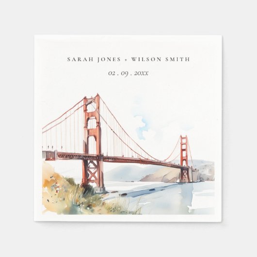 Serviette En Papier San Francisco Golden Gate Bridge Landscape Wedding (Devant)