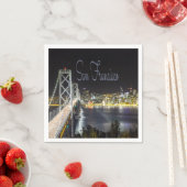 Serviette En Papier San Francisco Night Sky Line Golden Gate Bridge (En situation)