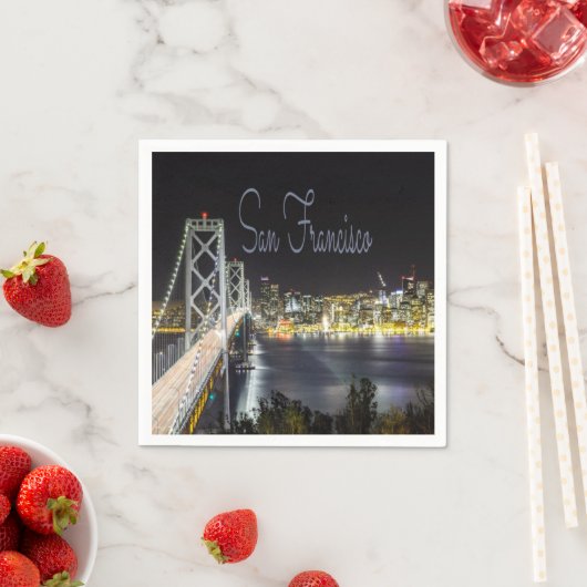 Serviette En Papier San Francisco Night Sky Line Golden Gate Bridge (En situation)