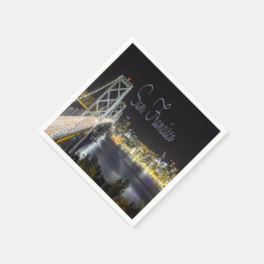 Serviette En Papier San Francisco Night Sky Line Golden Gate Bridge (Coin)