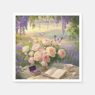 Serviette En Papier Sanctuaire floral de rêve baigné de la lumière de