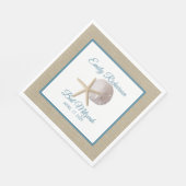 Serviette En Papier Sand Dollar et Starfish Beach avec nom et date (Coin)