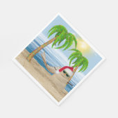 Serviette En Papier Sandman De Noël Sur La Plage Tropicale (Coin)