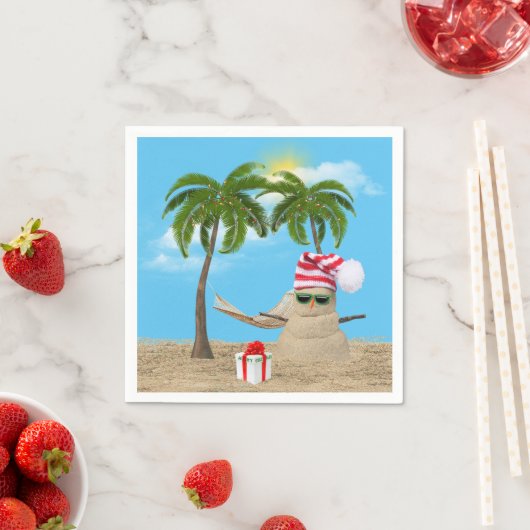 Serviette En Papier Sandman de Noël Tropical Avec Hammock (En situation)