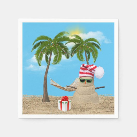 Serviette En Papier Sandman de Noël Tropical Avec Hammock (Devant)