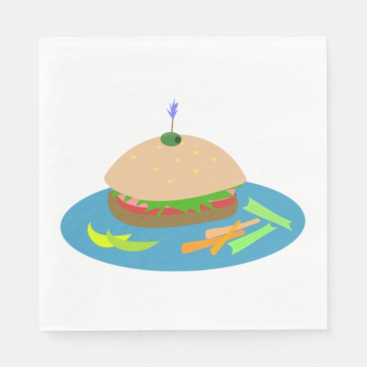 Serviette En Papier Sandwich avec Veggie Sides Fun Food (Devant)