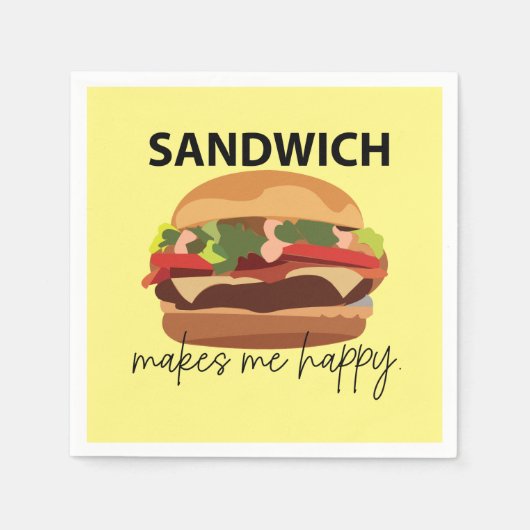 Serviette En Papier Sandwich Me Rend Heureux (Devant)