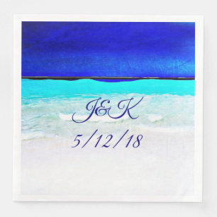 Serviette En Papier Sandy Beach Aquarelle Mariage Dîner