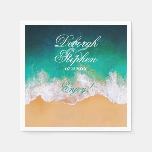 Serviette En Papier Sandy Beach Ocean Waves Mariage (Devant)