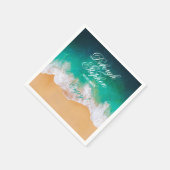 Serviette En Papier Sandy Beach Ocean Waves Mariage (Coin)