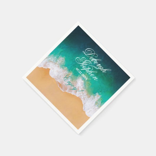 Serviette En Papier Sandy Beach Ocean Waves Mariage (Coin)