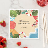 Serviette En Papier Sandy Ocean Beach Été Amusants Anniversaire (En situation)