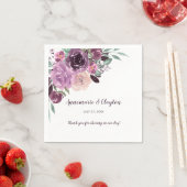 Serviette En Papier Sangria Purple Mauve Aquarelle Florale Réception | (En situation)