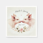 Serviette En Papier Sangsue rose à museau floral rustique Mariage (Devant)