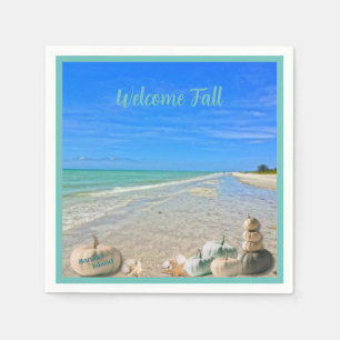 Serviette En Papier Sanibel Island Florida Beach avec Citrouilles d'au