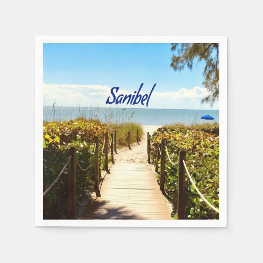 Serviette En Papier Sanibel Island Floride Plage Océan (Devant)