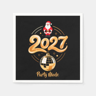 Serviette En Papier Santa 2027 Mode Fête Or Disco Noël