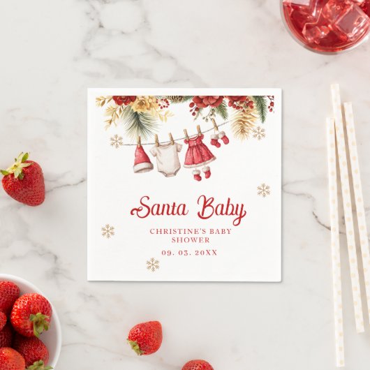 Serviette En Papier Santa Baby Holiday Winter Christmas Baby Shower (En situation)