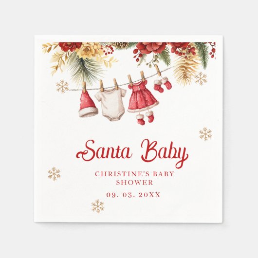 Serviette En Papier Santa Baby Holiday Winter Christmas Baby Shower (Devant)