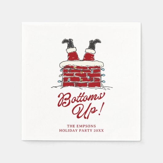 Serviette En Papier Santa Bottoms Up Funny Holiday Cocktail Accent (Devant)