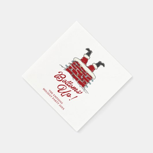 Serviette En Papier Santa Bottoms Up Funny Holiday Cocktail Accent (Coin)