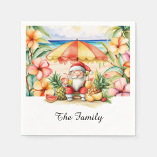 Serviette En Papier SANTA CLAUS à Hawaii Beach pour Noël