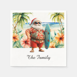 Serviette En Papier SANTA CLAUS à Hawaii Beach pour Noël